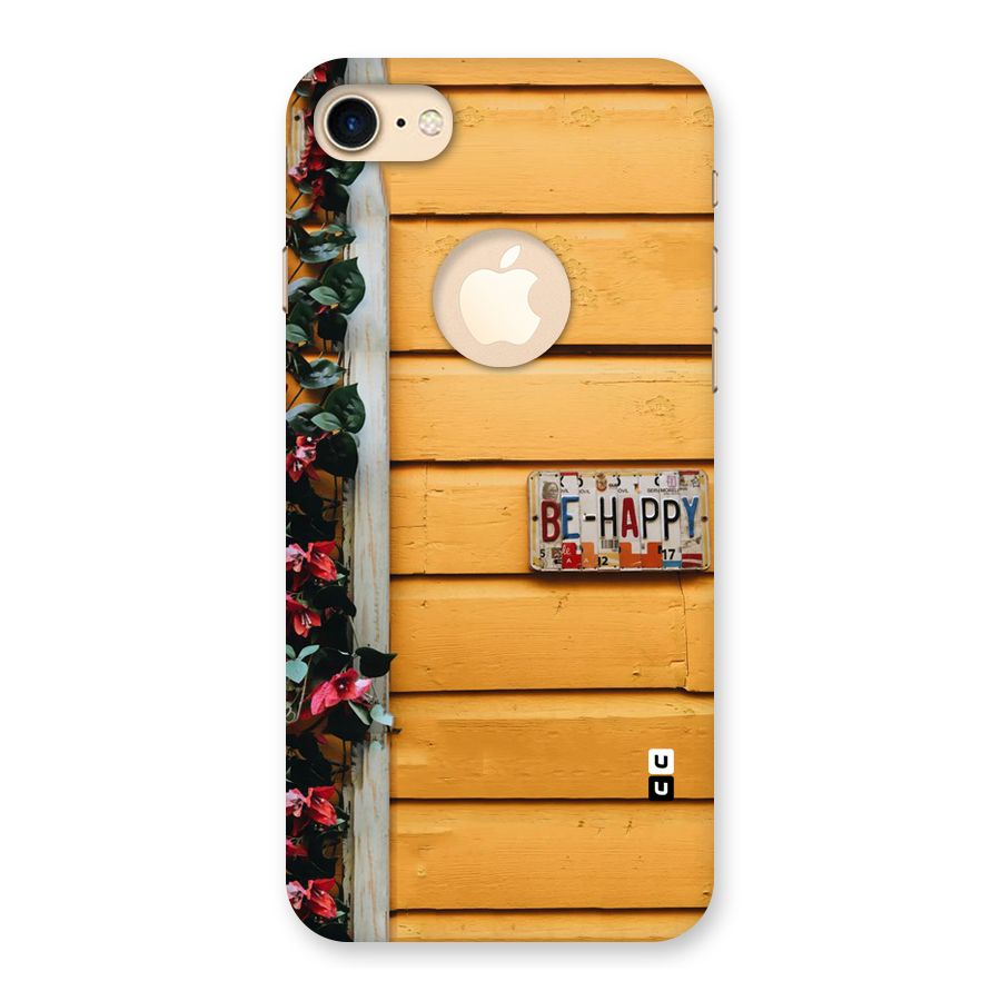 Be Happy Yellow Wall Back Case for iPhone 7 Logo Cut