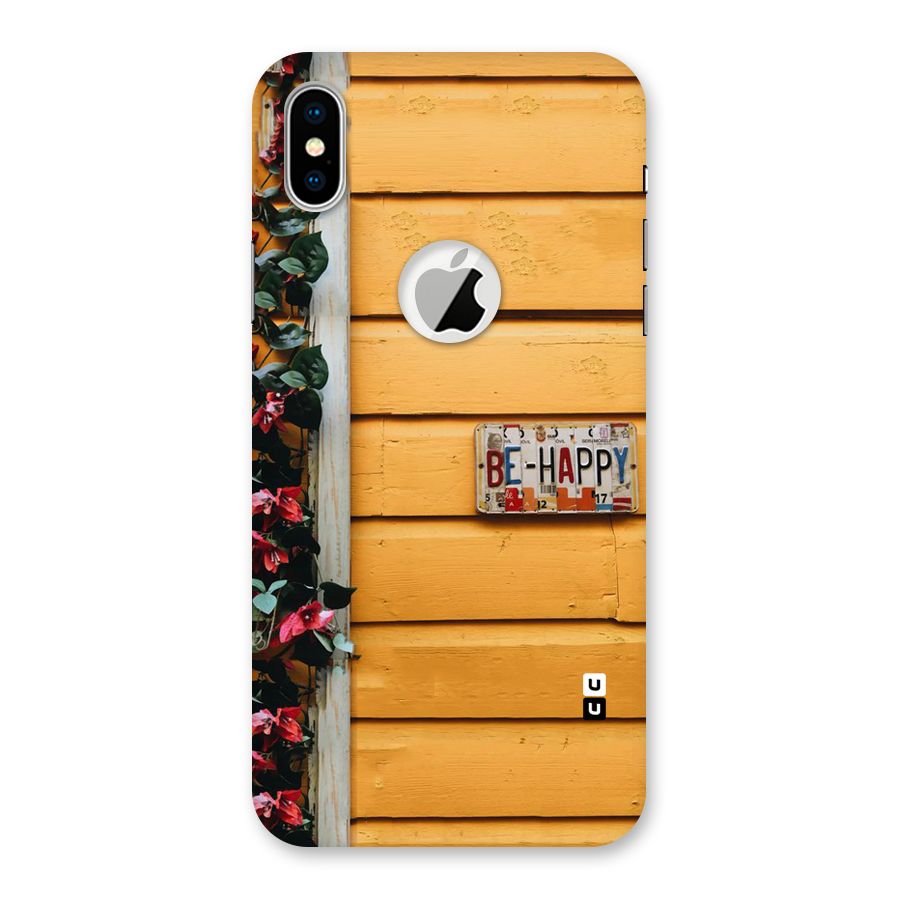 Be Happy Yellow Wall Back Case for iPhone XS Logo Cut