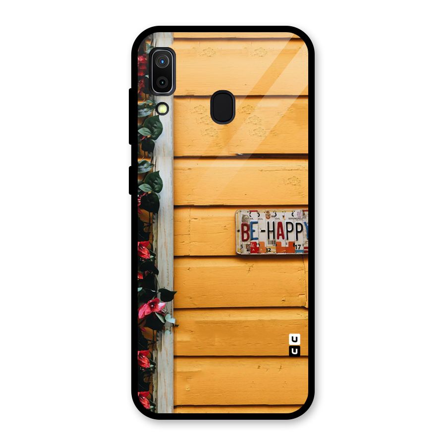Be Happy Yellow Wall Glass Back Case for Galaxy A30