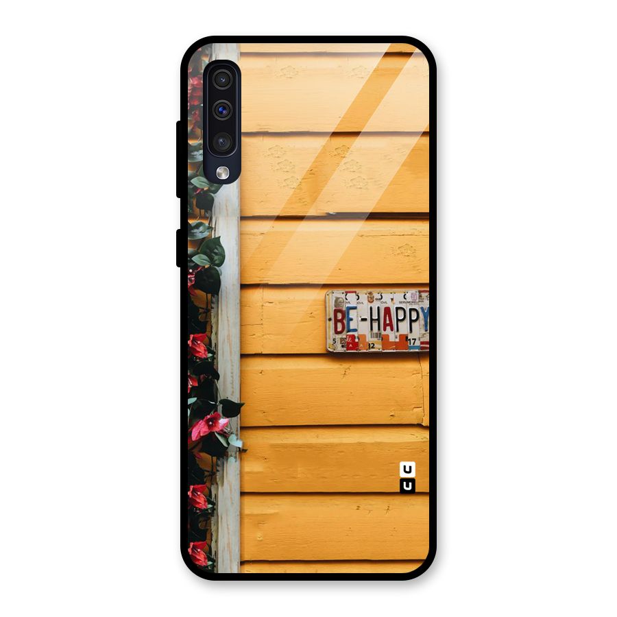 Be Happy Yellow Wall Glass Back Case for Galaxy A50