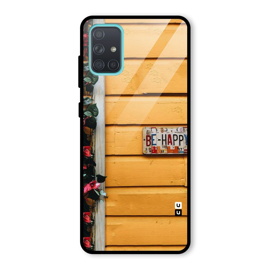 Be Happy Yellow Wall Glass Back Case for Galaxy A71