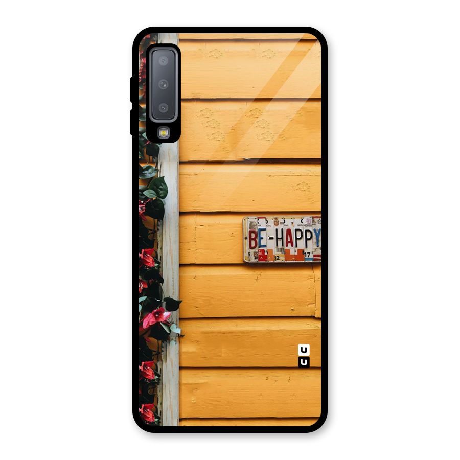 Be Happy Yellow Wall Glass Back Case for Galaxy A7 (2018)