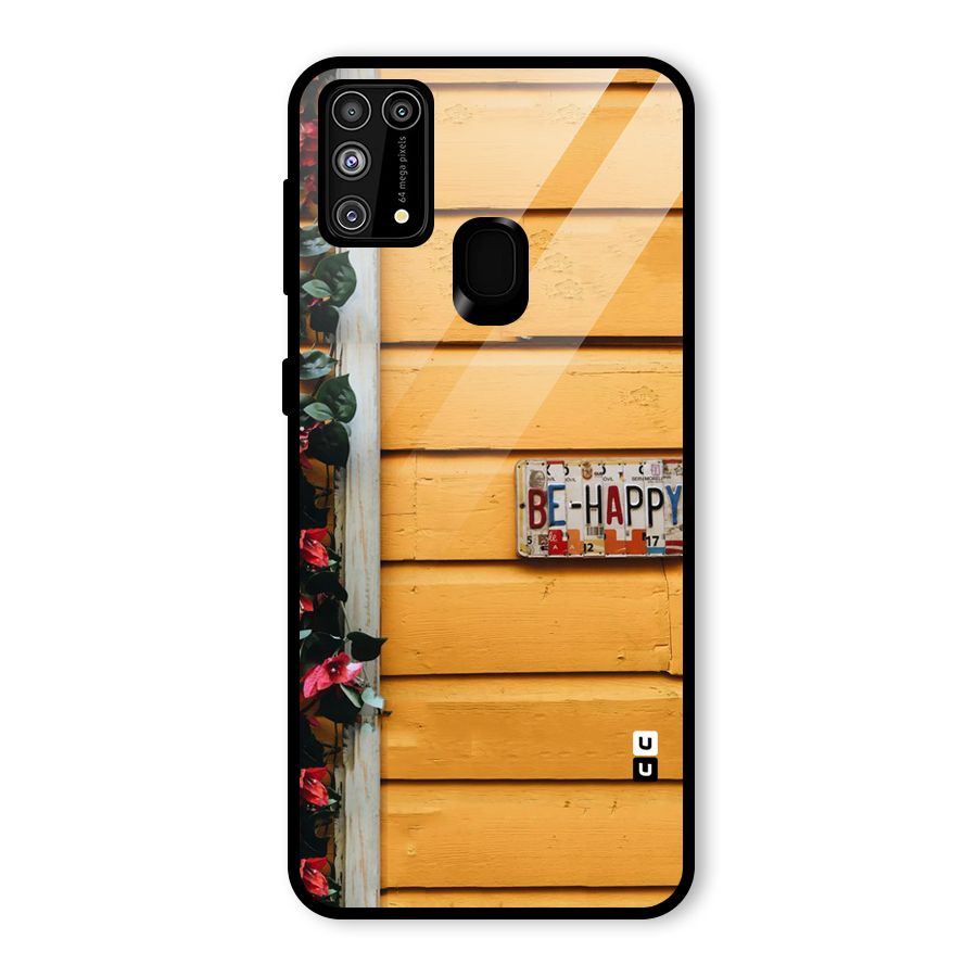 Be Happy Yellow Wall Glass Back Case for Galaxy F41