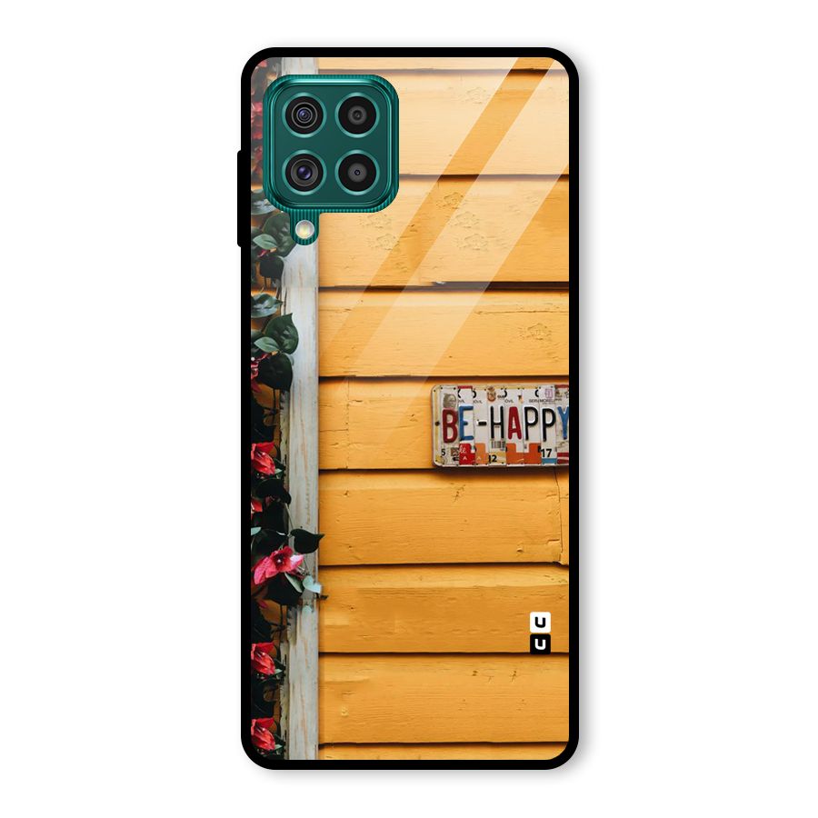 Be Happy Yellow Wall Glass Back Case for Galaxy F62