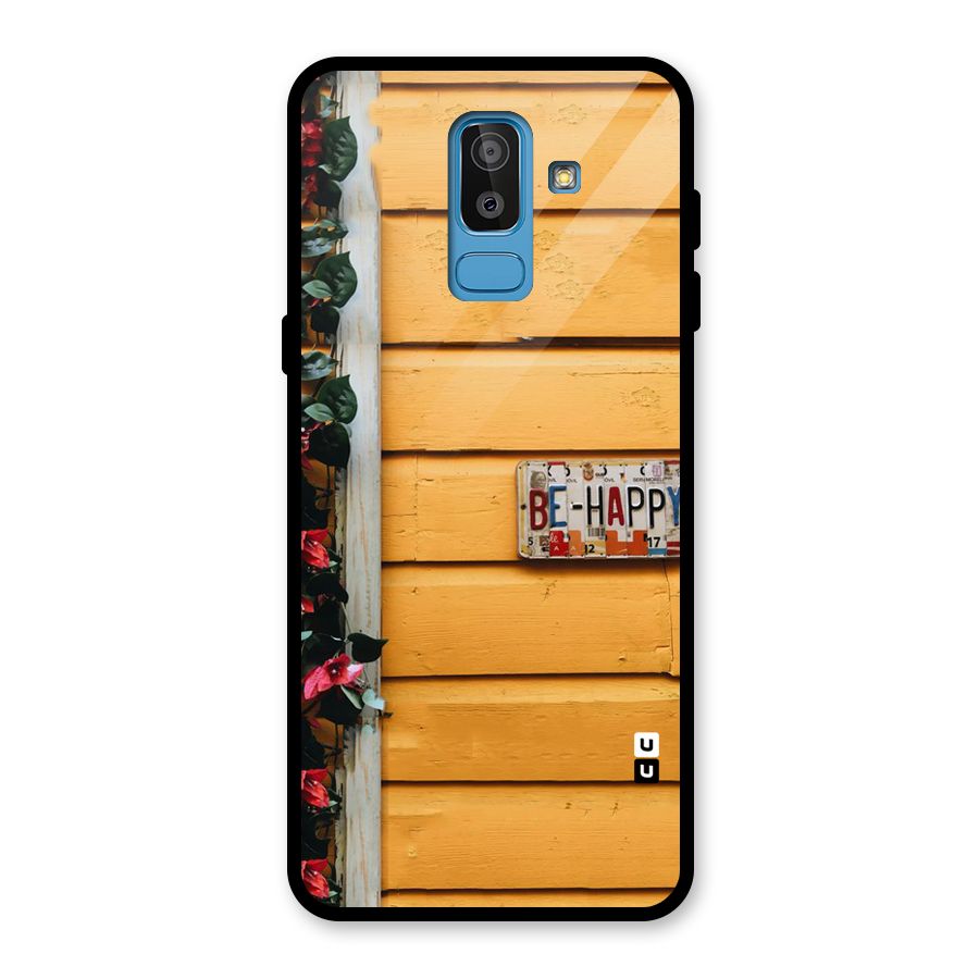 Be Happy Yellow Wall Glass Back Case for Galaxy J8