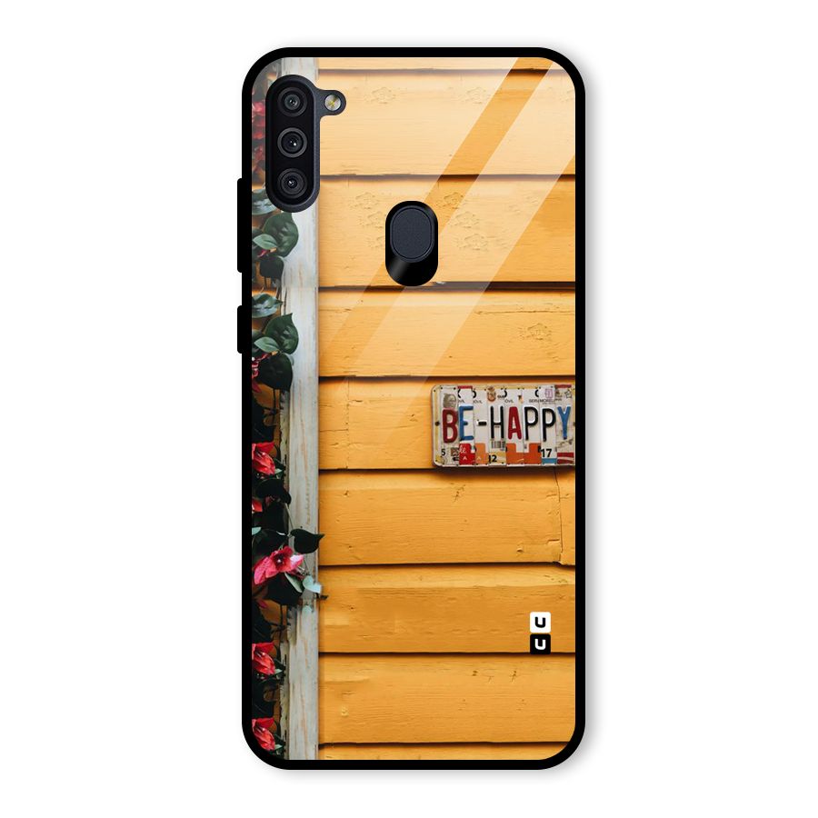 Be Happy Yellow Wall Glass Back Case for Galaxy M11
