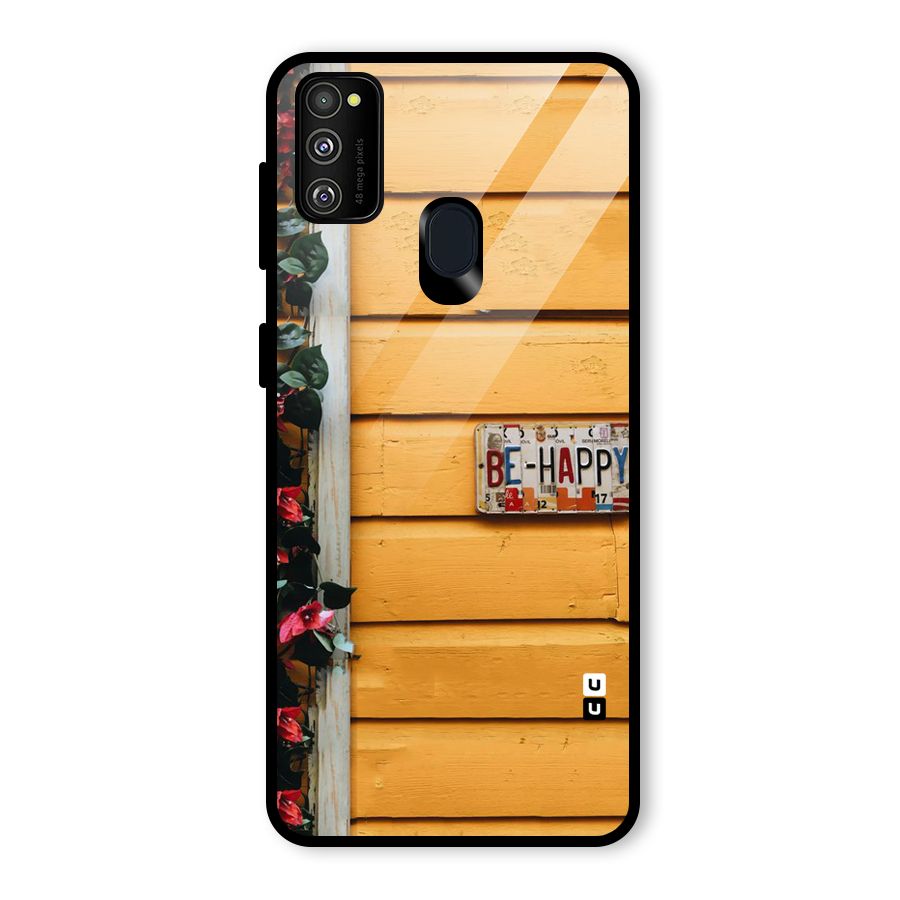 Be Happy Yellow Wall Glass Back Case for Galaxy M30s