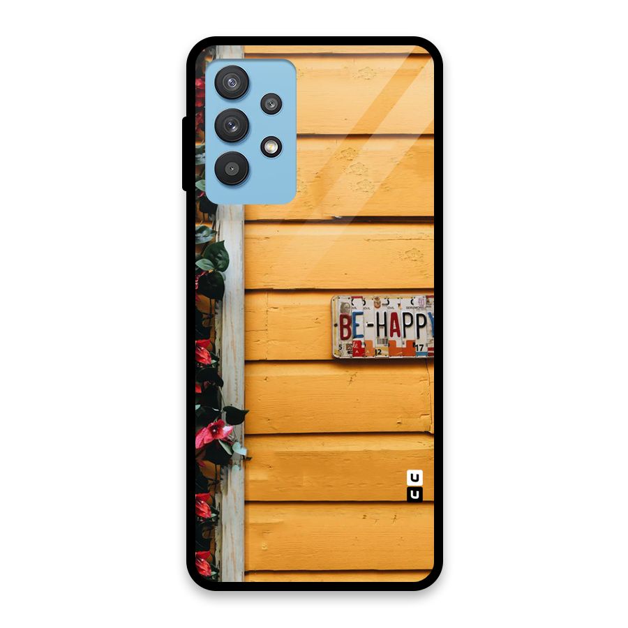 Be Happy Yellow Wall Glass Back Case for Galaxy M32 5G