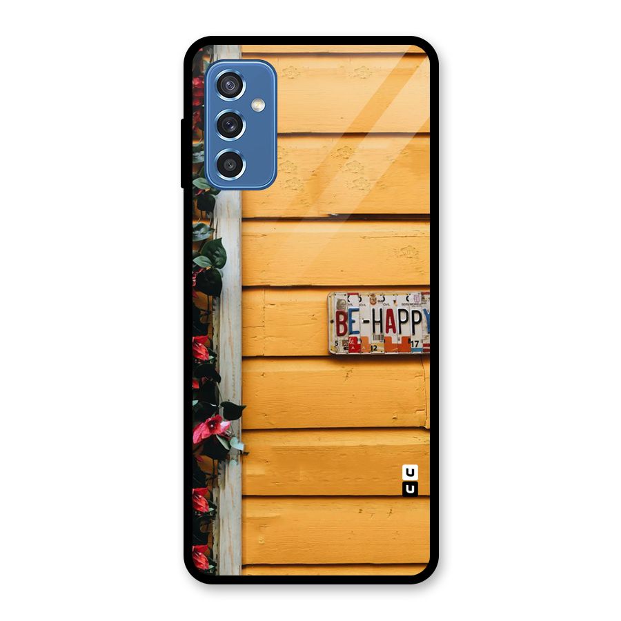 Be Happy Yellow Wall Glass Back Case for Galaxy M52 5G