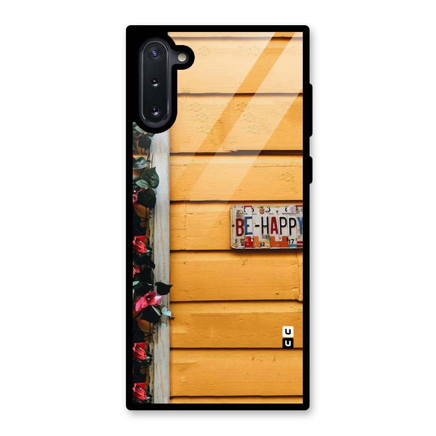 Be Happy Yellow Wall Glass Back Case for Galaxy Note 10
