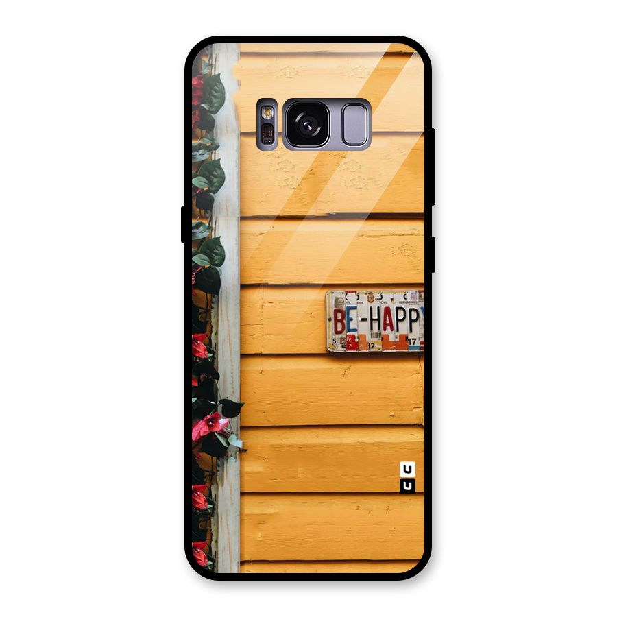 Be Happy Yellow Wall Glass Back Case for Galaxy S8