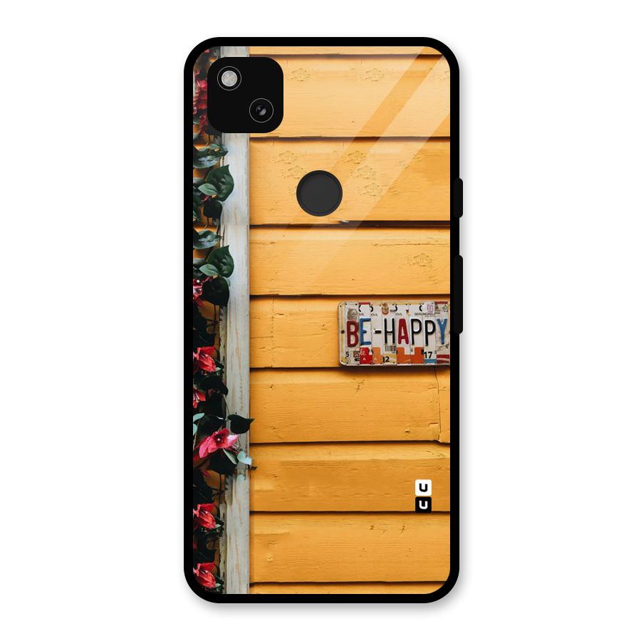 Be Happy Yellow Wall Glass Back Case for Google Pixel 4a