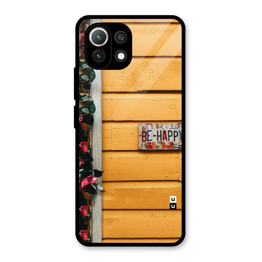 Be Happy Yellow Wall Glass Back Case for Mi 11 Lite NE 5G