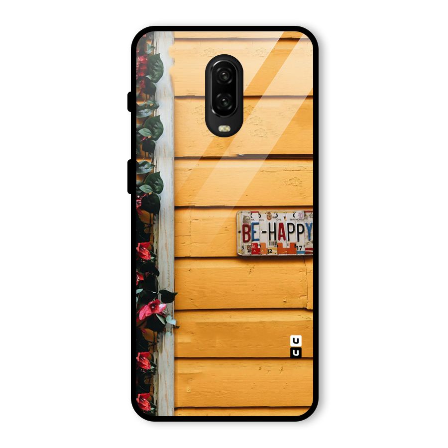 Be Happy Yellow Wall Glass Back Case for OnePlus 6T