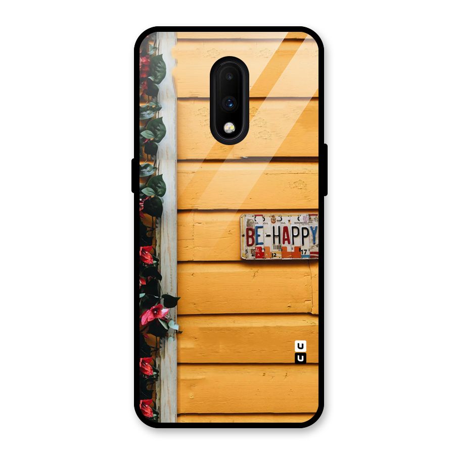 Be Happy Yellow Wall Glass Back Case for OnePlus 7