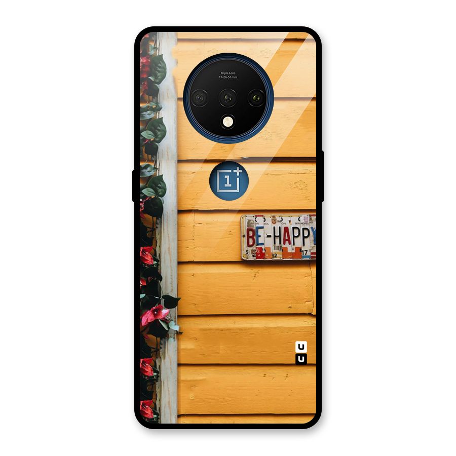 Be Happy Yellow Wall Glass Back Case for OnePlus 7T