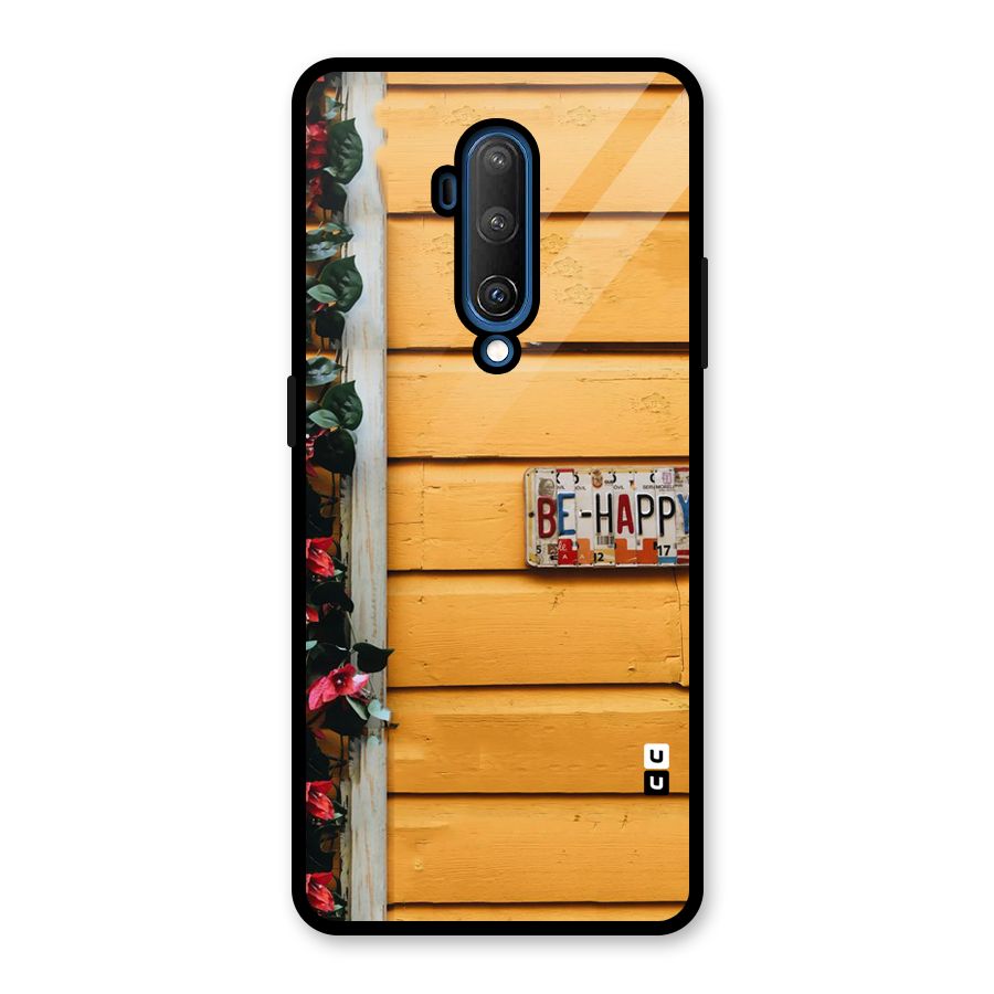 Be Happy Yellow Wall Glass Back Case for OnePlus 7T Pro