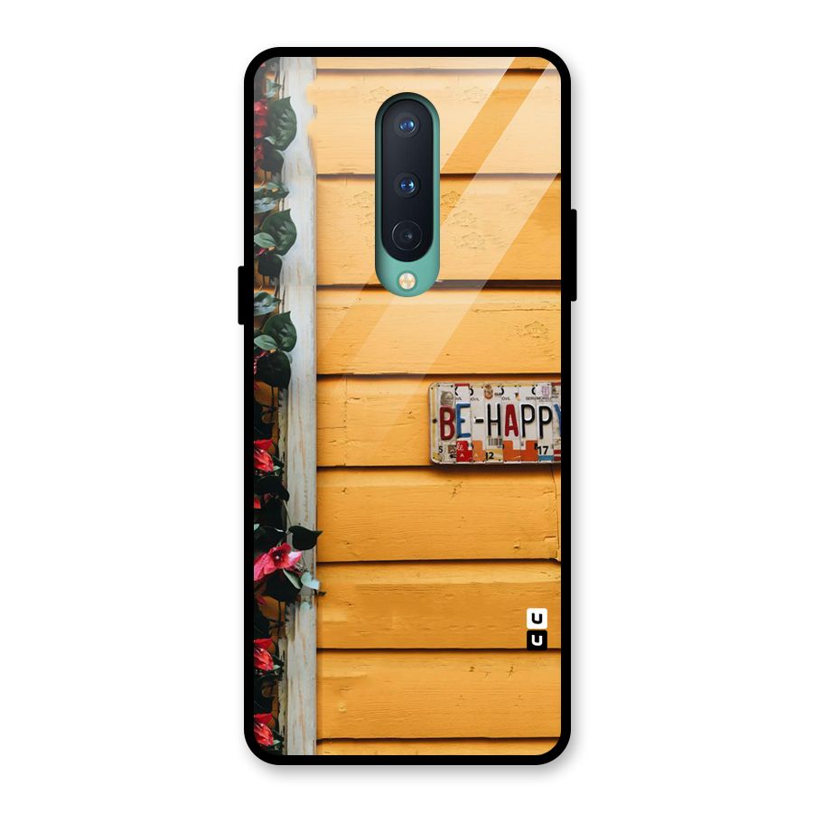 Be Happy Yellow Wall Glass Back Case for OnePlus 8