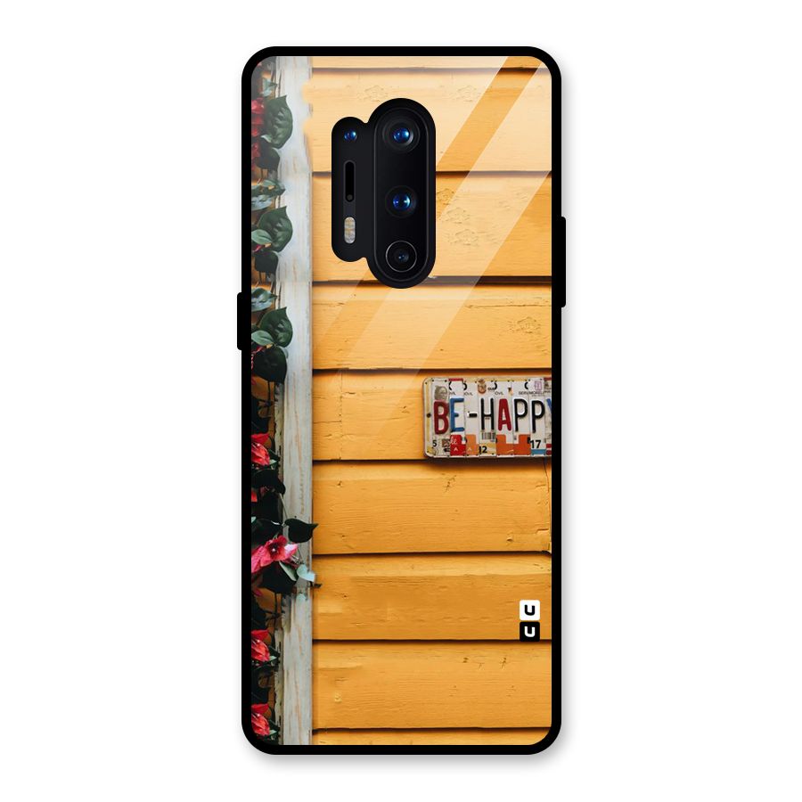 Be Happy Yellow Wall Glass Back Case for OnePlus 8 Pro