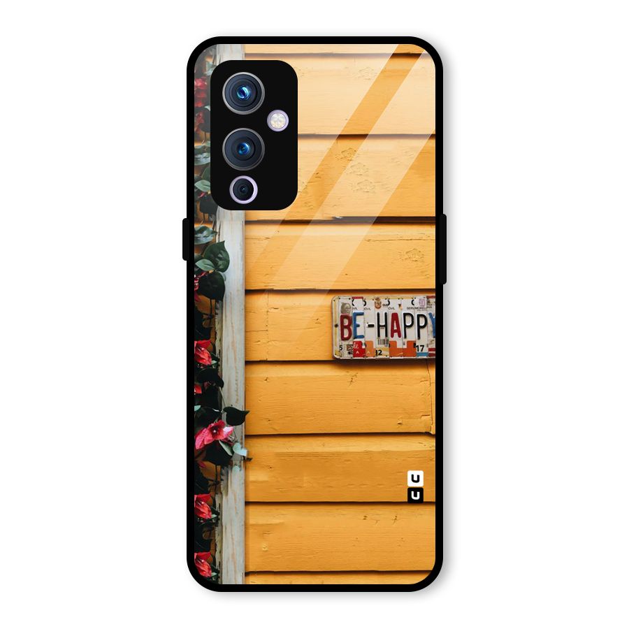 Be Happy Yellow Wall Glass Back Case for OnePlus 9