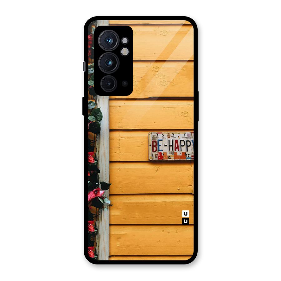 Be Happy Yellow Wall Glass Back Case for OnePlus 9RT 5G