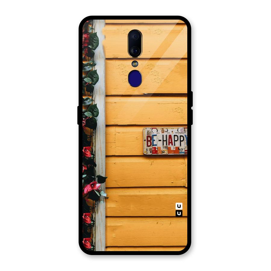 Be Happy Yellow Wall Glass Back Case for Oppo F11
