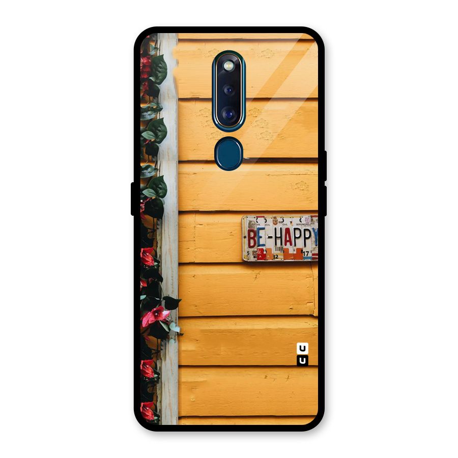 Be Happy Yellow Wall Glass Back Case for Oppo F11 Pro