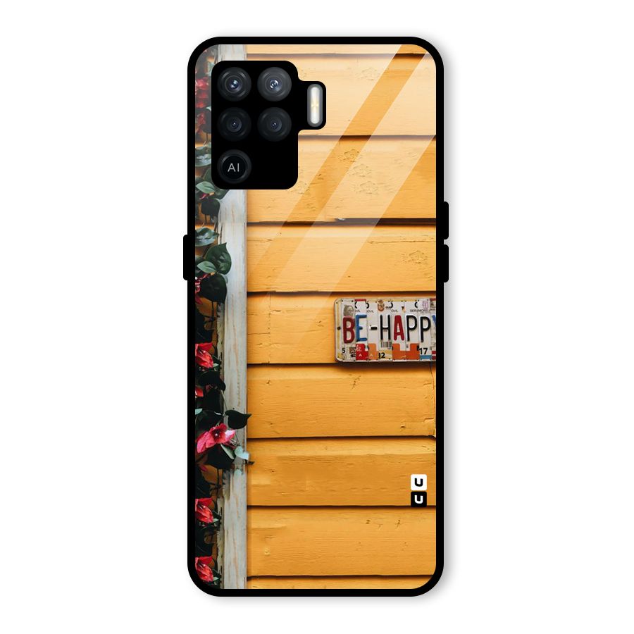 Be Happy Yellow Wall Glass Back Case for Oppo F19 Pro