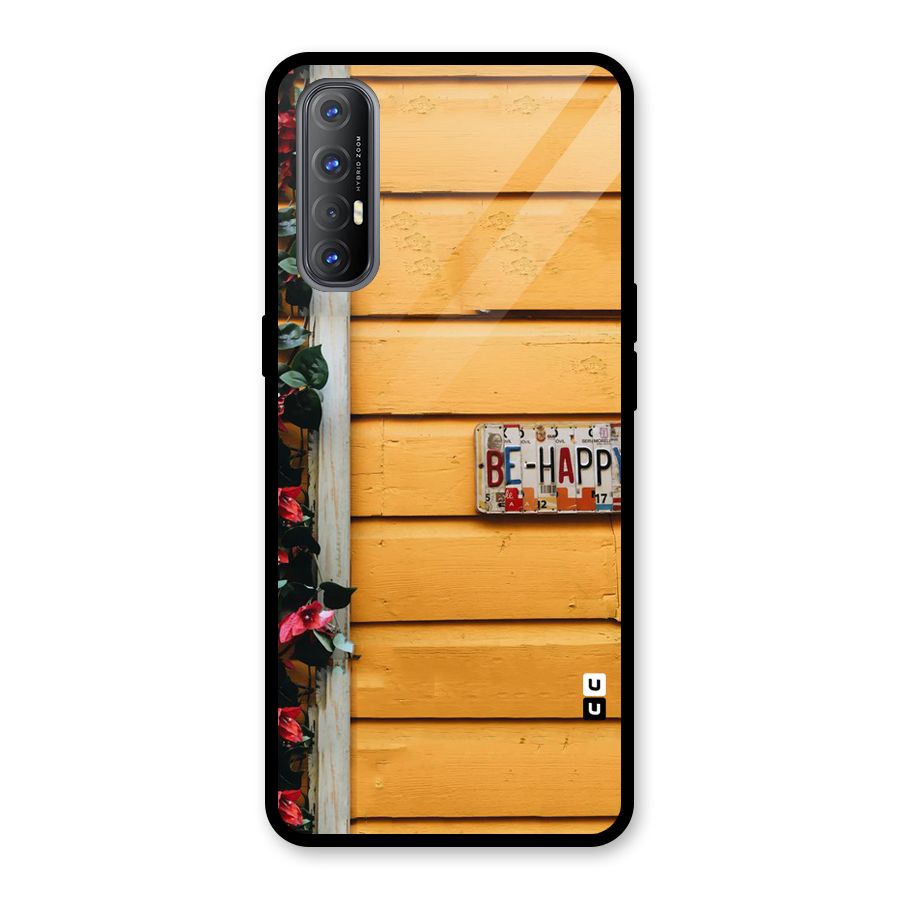 Be Happy Yellow Wall Glass Back Case for Oppo Reno3 Pro