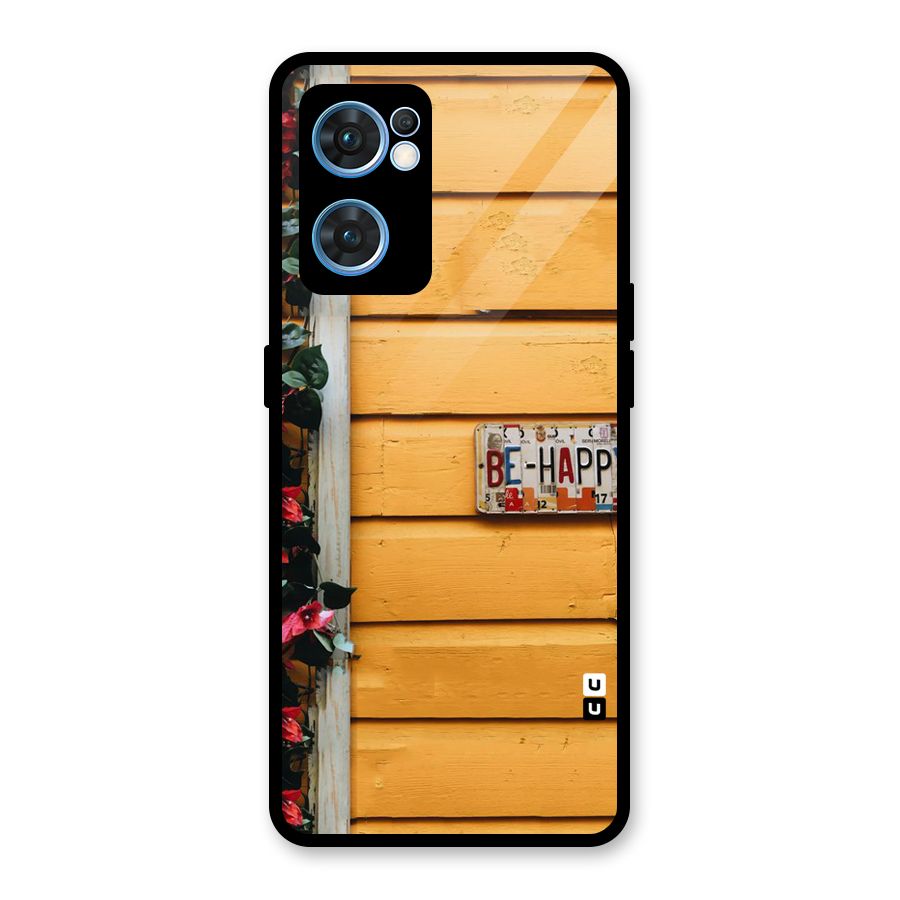 Be Happy Yellow Wall Glass Back Case for Oppo Reno7 5G