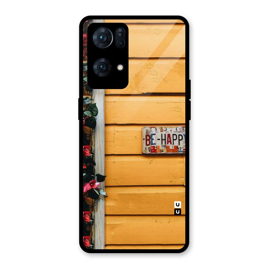 Be Happy Yellow Wall Glass Back Case for Oppo Reno7 Pro 5G