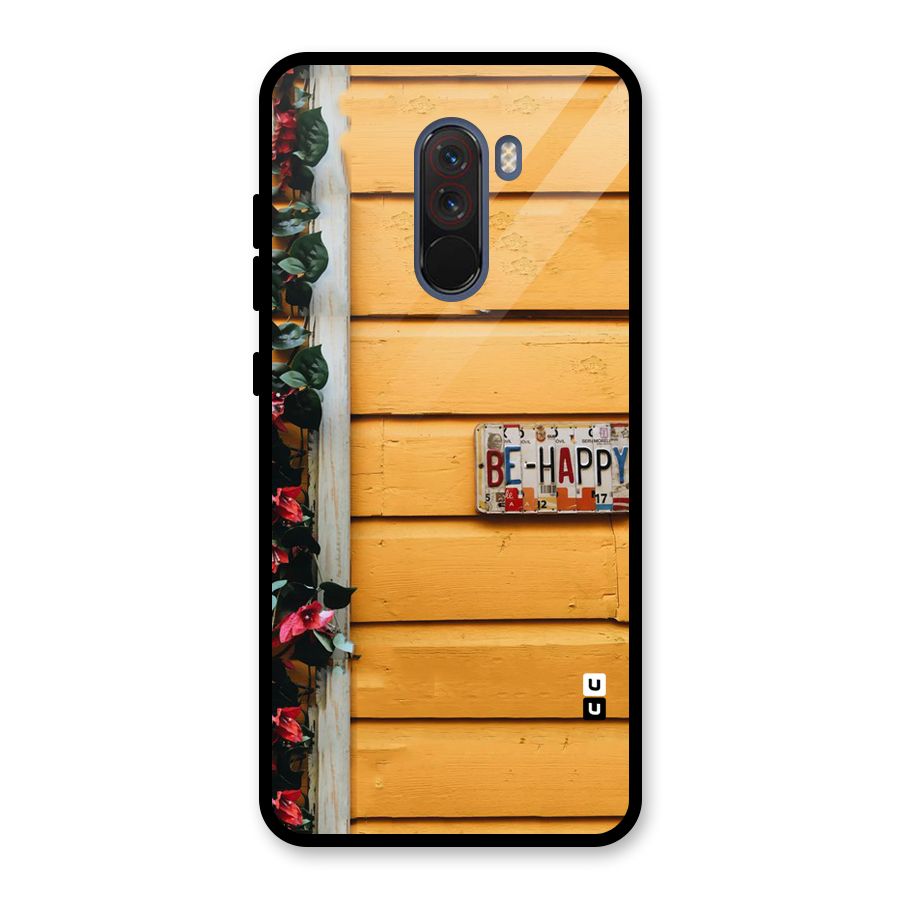 Be Happy Yellow Wall Glass Back Case for Poco F1