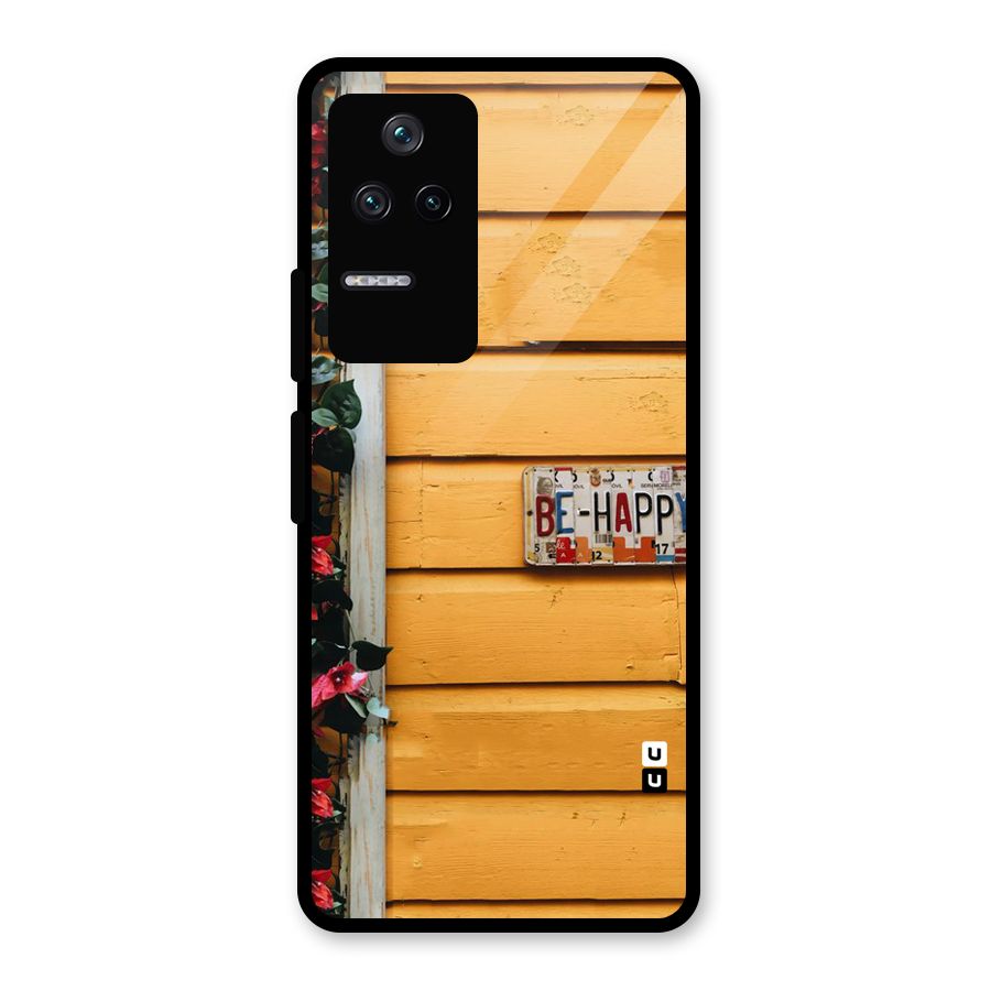 Be Happy Yellow Wall Glass Back Case for Poco F4 5G