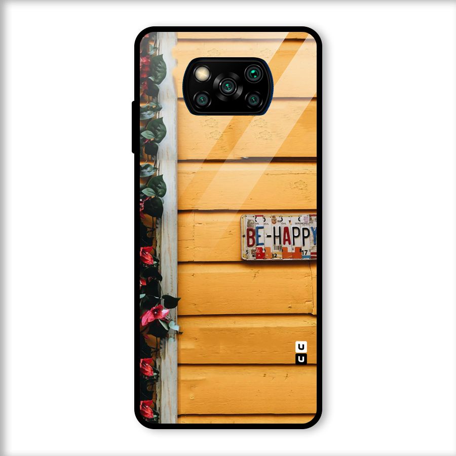 Be Happy Yellow Wall Glass Back Case for Poco X3