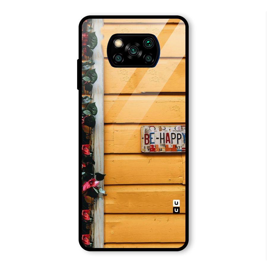 Be Happy Yellow Wall Glass Back Case for Poco X3 Pro