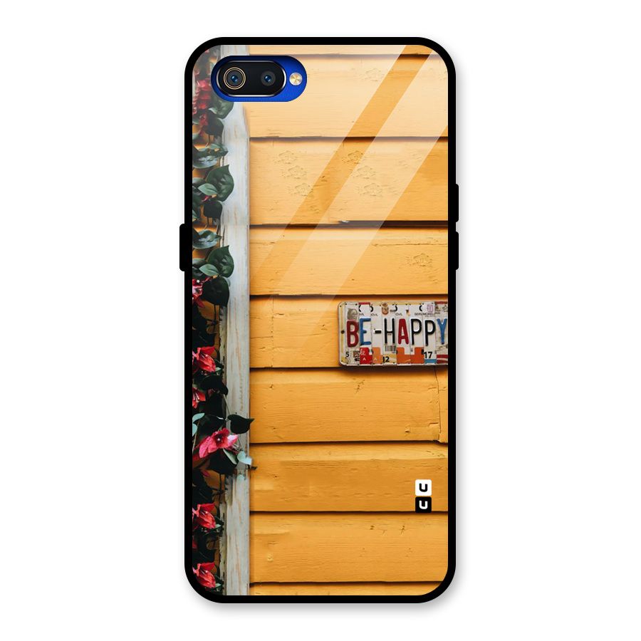 Be Happy Yellow Wall Glass Back Case for Realme C2