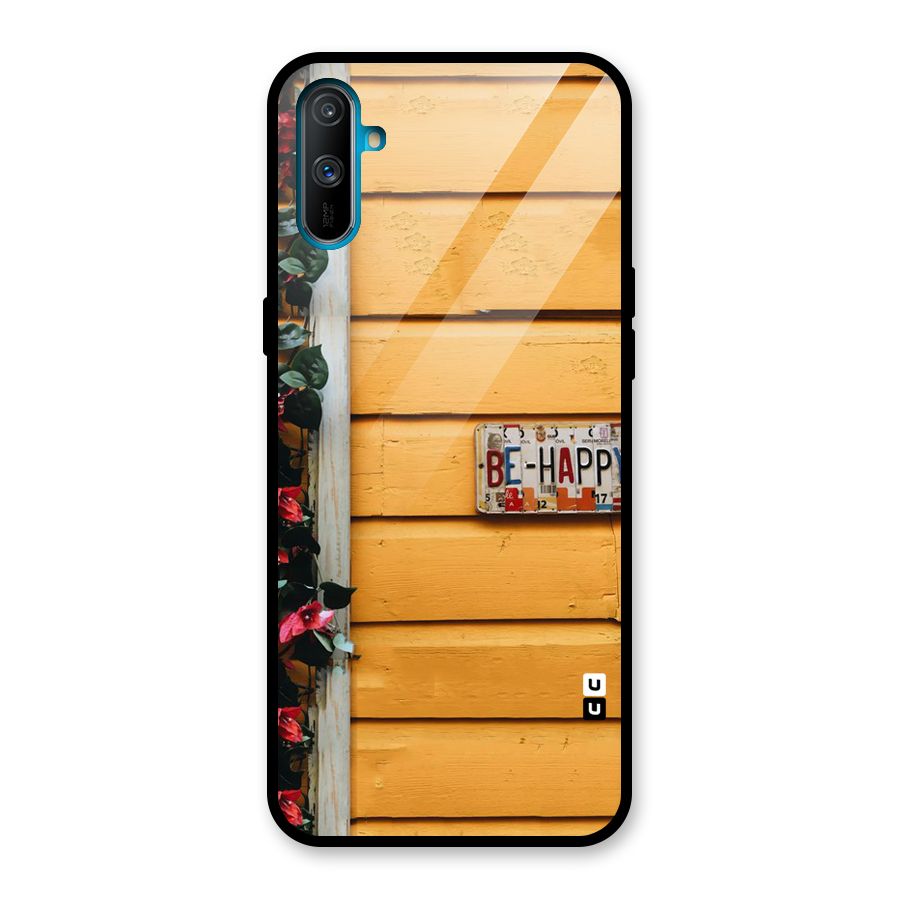 Be Happy Yellow Wall Glass Back Case for Realme C3