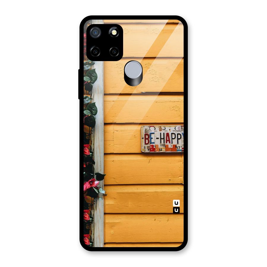 Be Happy Yellow Wall Glass Back Case for Realme Narzo 20