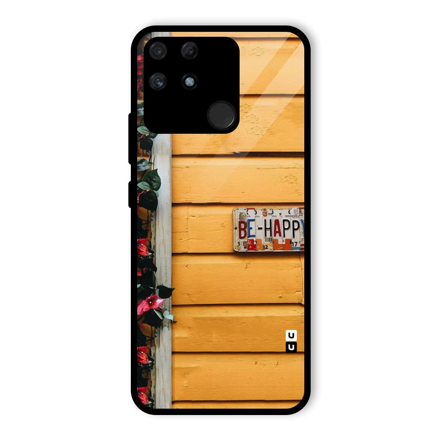 Be Happy Yellow Wall Glass Back Case for Realme Narzo 50A
