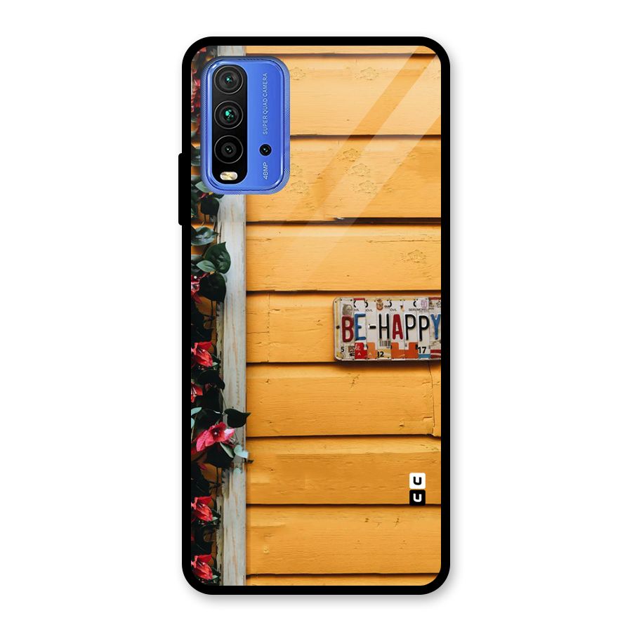 Be Happy Yellow Wall Glass Back Case for Redmi 9 Power
