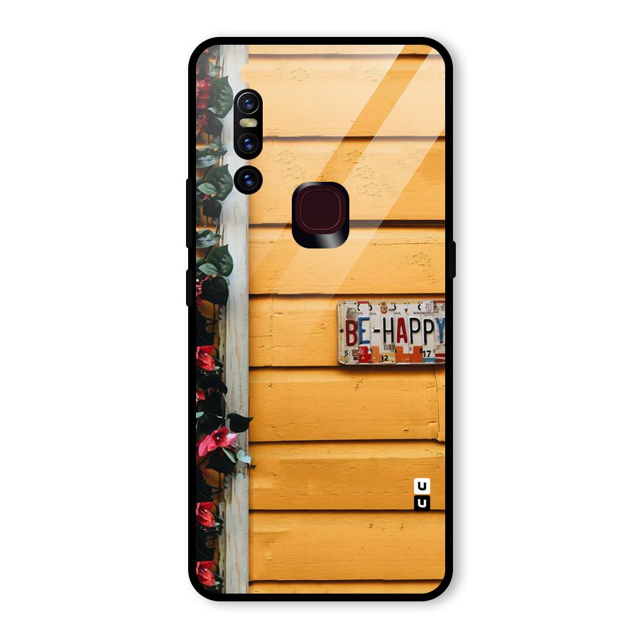 Be Happy Yellow Wall Glass Back Case for Vivo V15
