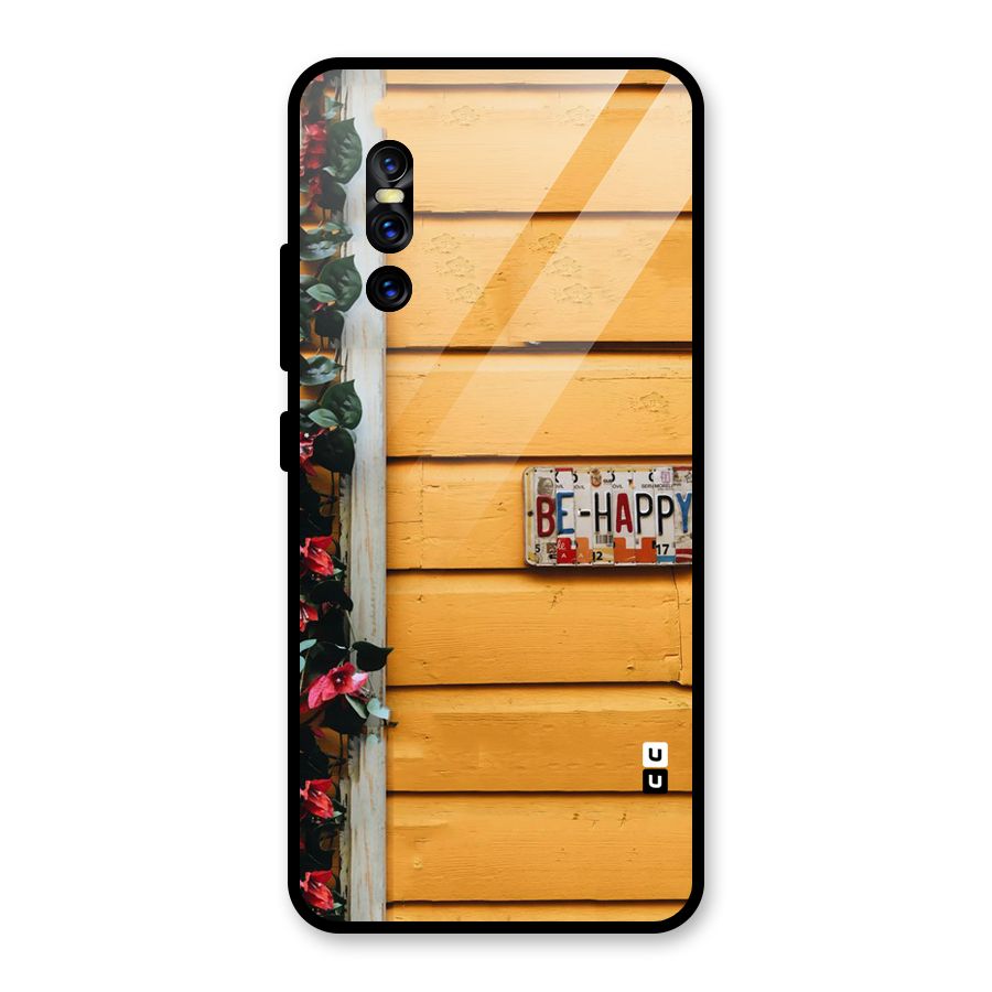 Be Happy Yellow Wall Glass Back Case for Vivo V15 Pro