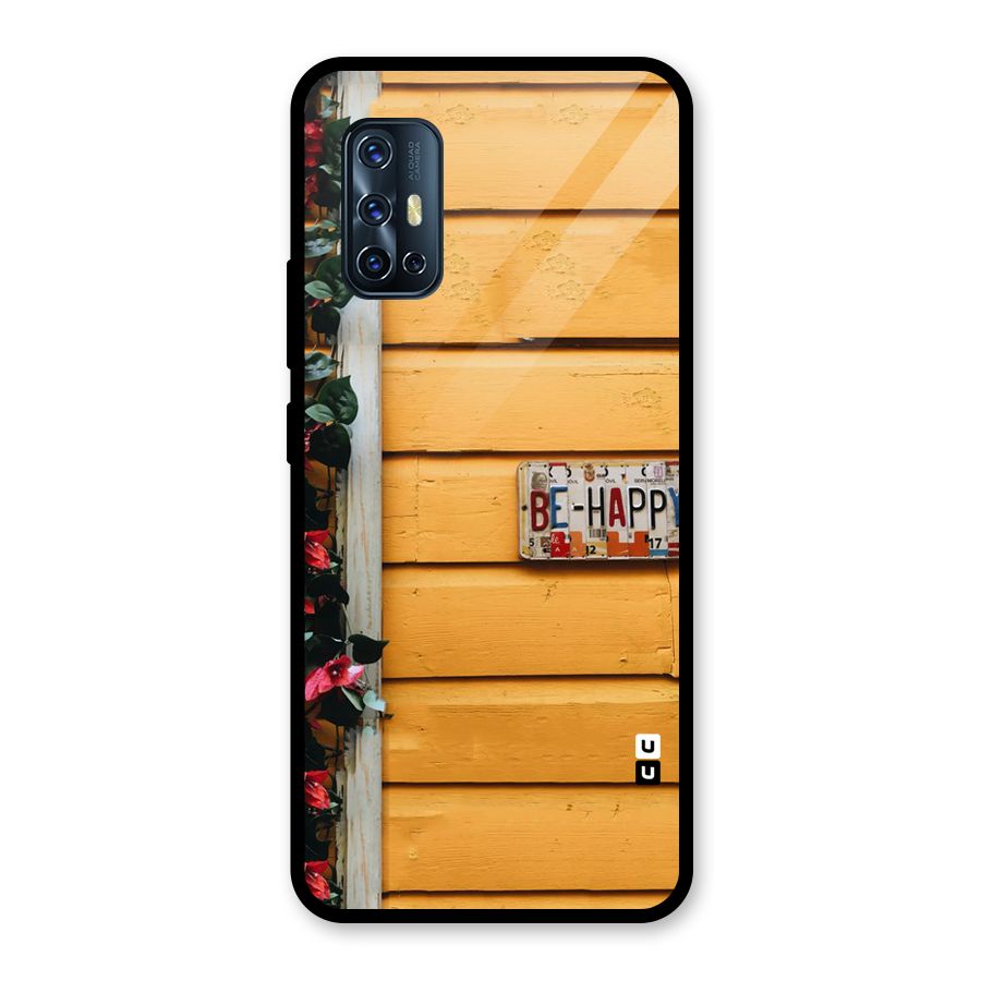 Be Happy Yellow Wall Glass Back Case for Vivo V17