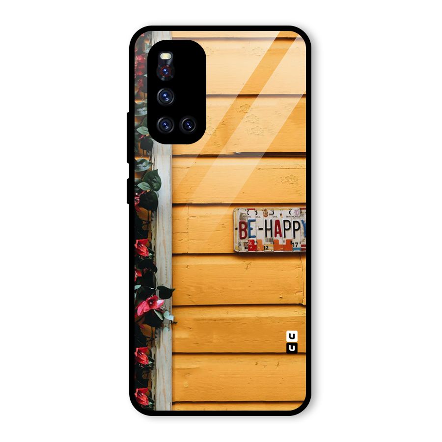 Be Happy Yellow Wall Glass Back Case for Vivo V19