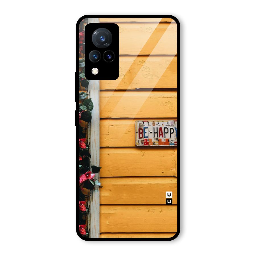 Be Happy Yellow Wall Glass Back Case for Vivo V21 5G