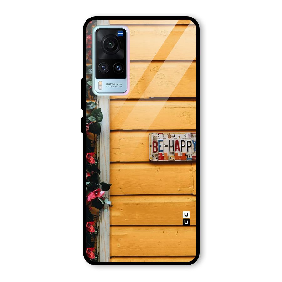 Be Happy Yellow Wall Glass Back Case for Vivo X60
