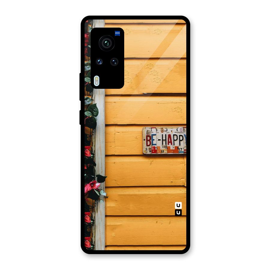 Be Happy Yellow Wall Glass Back Case for Vivo X60 Pro