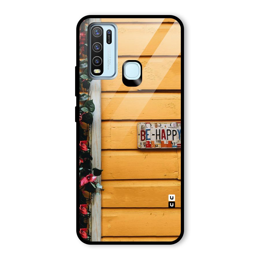 Be Happy Yellow Wall Glass Back Case for Vivo Y30