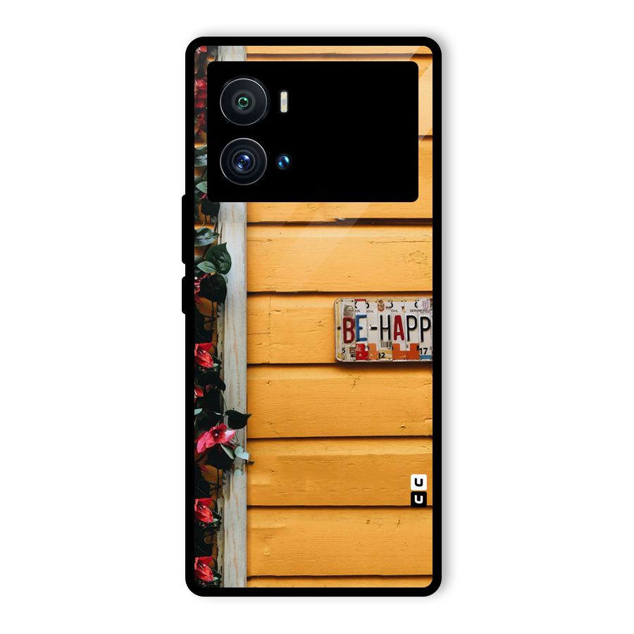 Be Happy Yellow Wall Glass Back Case for Vivo iQOO 9 Pro