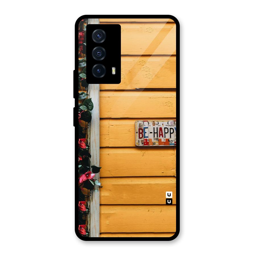 Be Happy Yellow Wall Glass Back Case for Vivo iQOO Z5